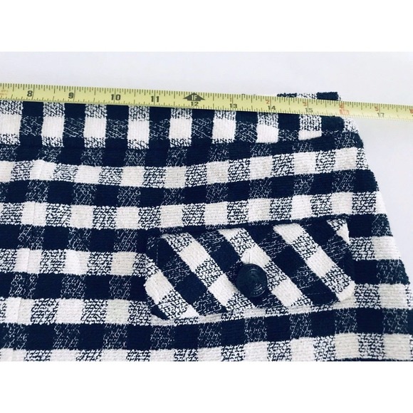 Brooks Brothers | Red Fleece Tweed Plaid Skirt Womens Size 8 Blue Slit - Picture 9 of 12